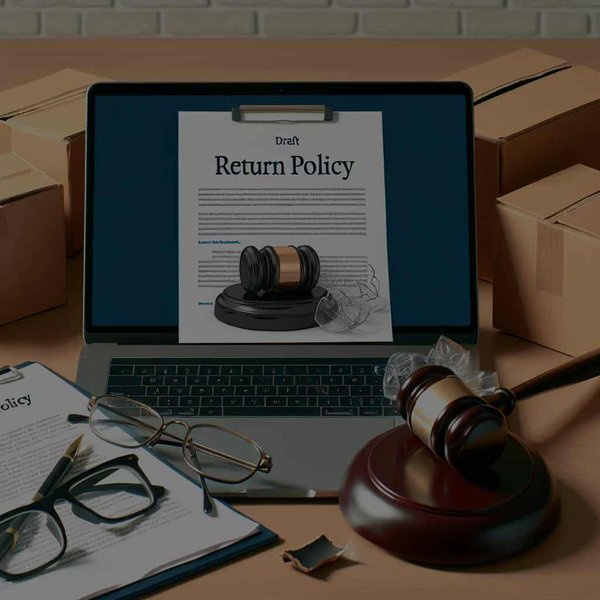 Quels sont les aspects légaux de la rédaction d'une politique de retour de marchandises défectueuses pour un revendeur en ligne?